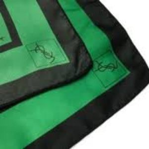 YSL Vintage Green & Black 100% Silk Scarf